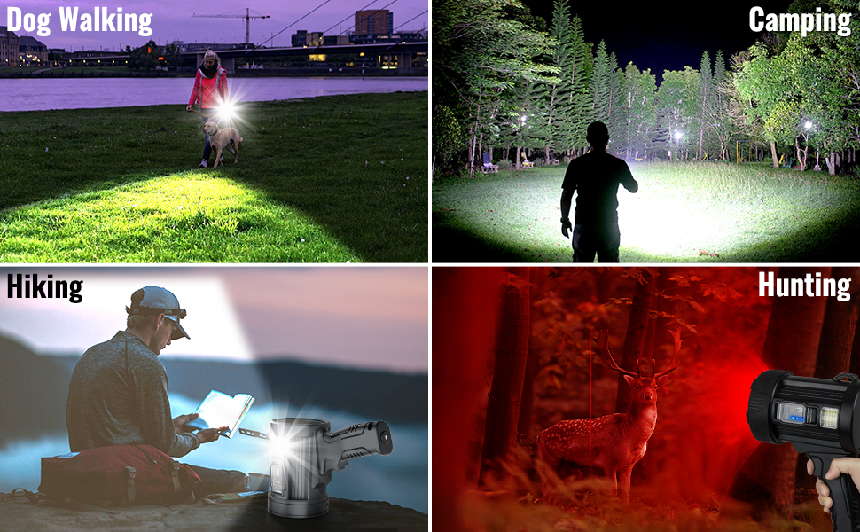 Rechargeable Spotlight Super Bright Handheld Spot Light LED Flashlight High Lumens Powered