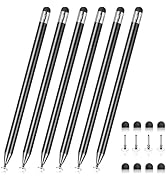 FIRCRE Black Stylus 6Pcs, 2 in 1 Metal Stylus Pen for Touchscreen, High Precision and Sensitivity...