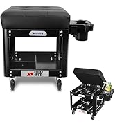 FreekyFit Rolling Creeper Garage Shop Seat for Men, Padded Mechanics Stool with Tool Tray Storage...