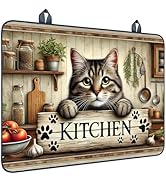 Nuxovilar Stove Top Cover Kitchen Cat Paw Prints Design Polyester &amp; Diatom Mud Blend 20.47x28.34 ...