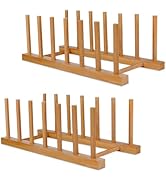 SAMEBUTECO Bamboo Wooden Dish Racks Plate Stand Holder Vertical Drainer Kitchen Cabinet Organizer...