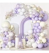 Ouddy Party Pastel Purple White Balloons Garland Arch Kit, Different Sizes 18 12 10 5 Inch Lavend...