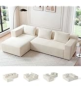 Sectional Boneless Couches for Living Room, Modular Sectional Sofa L-Shaped Cloud Couch with Chai...