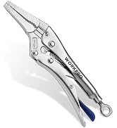 WORKPRO 6.5" Long Nose Locking Pliers, CR-MO Steel Construction with Perforated Screw, Multipurpo...