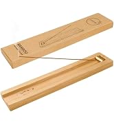 LIGOFLORA Bamboo Incense Holder with 360 Degree Adjustable Brass Roller,Wooden Incense Burner wit...