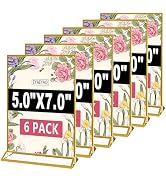 Gold Acrylic Sign Holder 5X7 inch, 6 Pack Wedding Table Number Frames Vertical, Double Sided Disp...