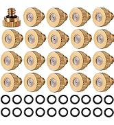 20 Pack Brass Misting Nozzles Tees with 20Pc Brass Misting Nozzles O Ring Heavy Duty Misting Nozz...