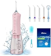 WellLeo Water Flosser for Teeth, 300ML Cordless Oral Irrigator Rechargeable Dental Flosser Teeth ...
