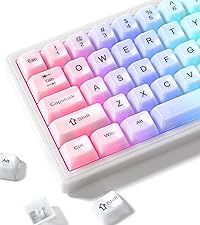 Jelly Keycaps-Lusterfly Cute Keycaps Pink 60 65 75 100 Percent, Side Printed Elegant Key caps Custom...