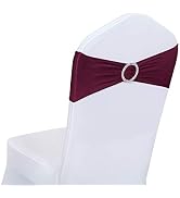 Obstal 50 PCS Spandex Stretch Chair Sashes Bows for Wedding Reception- Universal Elastic Chair Co...