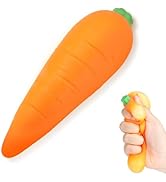 Carrot Squishy Toy, Soft Stretchy 5.5 Inches Rubber Carrot Fidget Toys for Anxiety Relief, Realis...