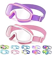 Vvinca Kids Goggles with Comfort Fabric Strap, Kids Swim Goggles Wide View Anti-Fog/UV No Leaking...