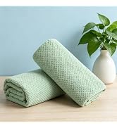 Oliven 2 Pcs Green Hand Towel Set 16"x31" Soft Highly Absorbent Quick Dry Bathroom Towels Polyest...
