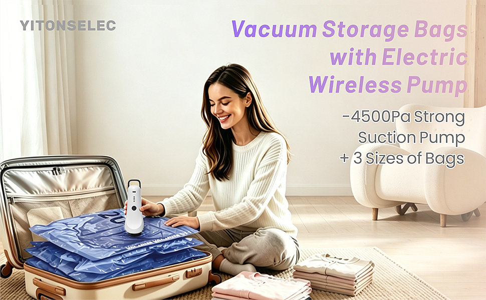 Travel Vacuum Storage Bags with Electric Pump