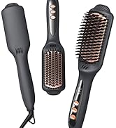 Three black hair styling tools featuring copper-colored bristles - includes straightening brush, styling brush, and round brush design.