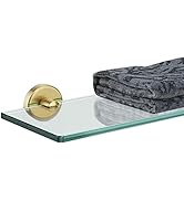 JQK Bathroom Glass Shelf Gold, Tempered Glass Shower Storage 24 by 5 inches, 304 Stainless Steel ...