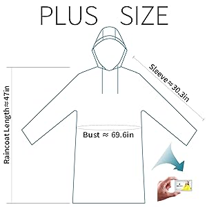 travel rain ponchos for adults packable plus size
