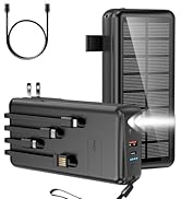 boogostore Portable Charger with Built in Cable and Wall Plug 50000mAh PD30W Fast Charging Solar ...