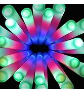 SHQDD 100 Pack LED Foam Sticks, Glow Sticks Bulk with 3 Modes Colorful Flashing, Glow in the Dark...