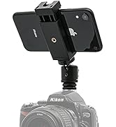 Camera Hot Shoe Phone Holder Mount, Flexible Phone Tripod Mount Adapter with Cold Shoe Mount for ...