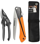 URASISTO 2 pcs Garden Tool Set -Folding Saw, Garden Pruner, Roll Up Carry Bag Included, Ideal Gar...