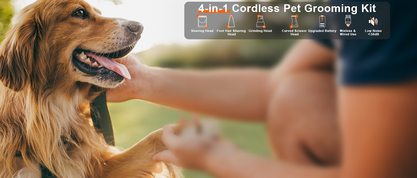 Dog Clippers Low Noise, 2-Speed Quiet Dog Grooming Kit