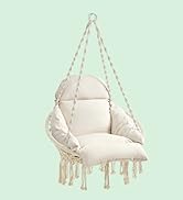 SONGMICS Hanging Chair, Hammock Chair with Large, Thick Cushion, Boho Swing Chair for Bedroom, Pa...