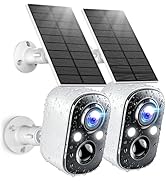 Techage Solar Security Cameras Wireless Outdoor, 2K Battery Powered WiFi Cameras for Home Securit...