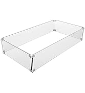 Grisun Fire Pit Glass Wind Guard - 29 x 13 x 6 inch, Thick Rectangular Heat-Resistant Tempered Gl...