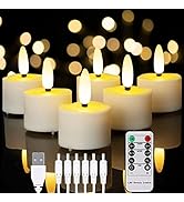Homemory Flameless Rechargeable Tea Lights with Remote Timer - LED Tea Lights Battery Operated, R...