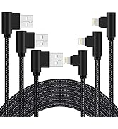 iPhone Charger 3ft MFi Certified 3 Pack 90 Degree Nylon Braided Lightning Cable Right Angle iPhon...