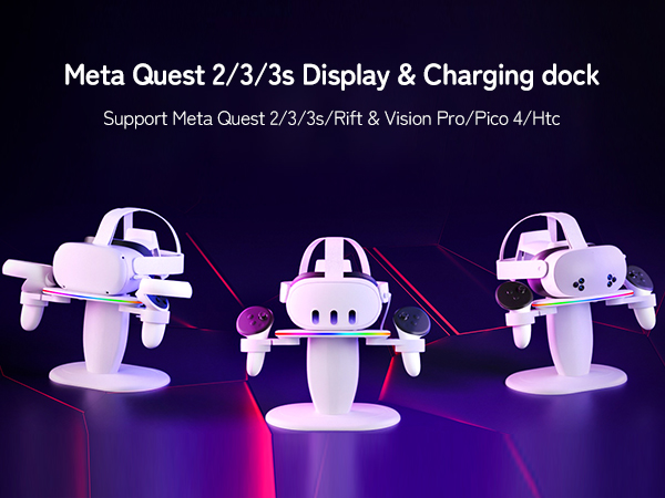 RGB Charging Station &amp;amp; Display Stand for Meta Controllers, with USB-C Cable &amp;amp; Charging Port