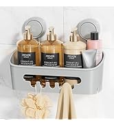 LEVERLOC Shower Caddy Suction Cup, Shower Organizer Removable Bathroom Shelf, Storage for Inside ...