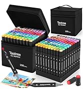 Taotree Alcohol Markers 100 Colors with Case &amp; Holders, Dual Tips Art Coloring Markers Pens, Chis...