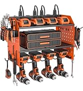 ZESEN Power Tool Organizer with Charging Station, Heavy Duty 4 Layer Drill Holder Wall Mount Gara...