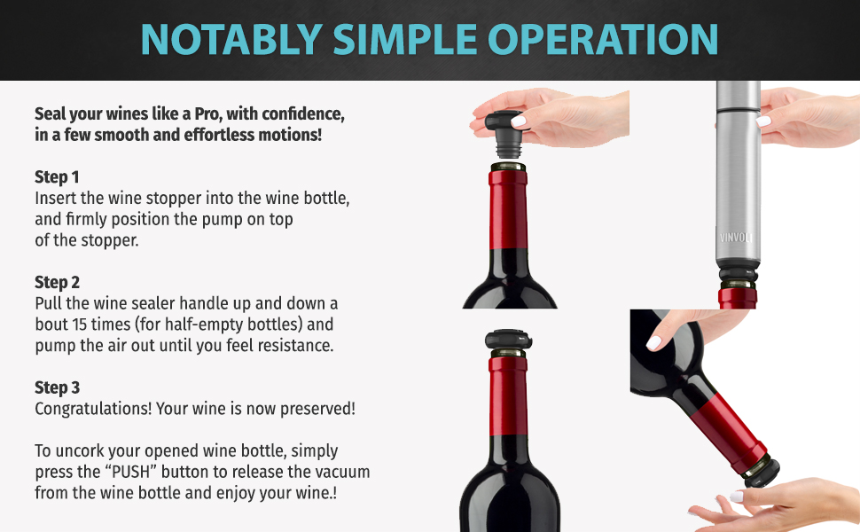 wine pump, wine air remover, simply operation, easy to use, instruction