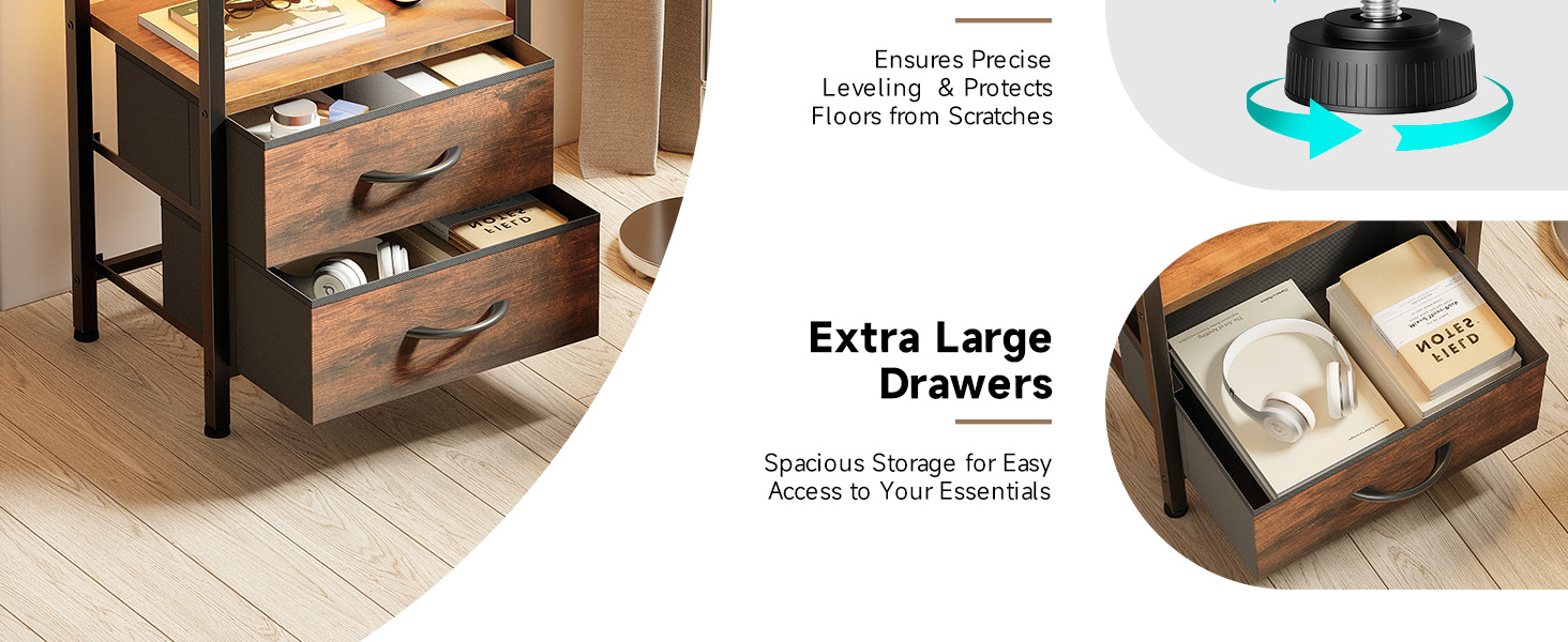 nightstand 2 drawers