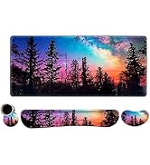 Lauspuck Keyboard Mouse Pad Set, Extended Gaming Mouse Pad +Keyboard Wrist Support +Mouse Wrist R...