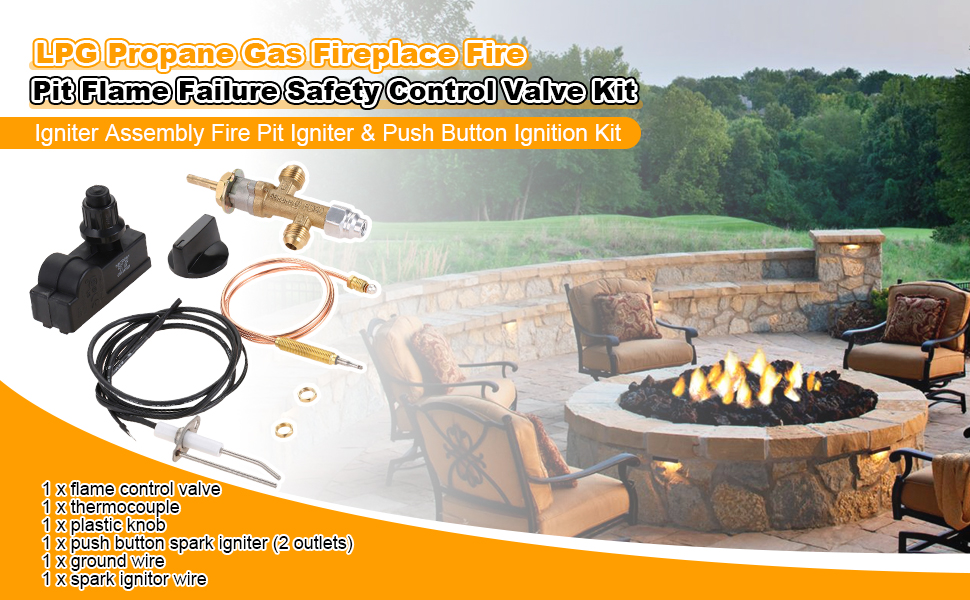 LPG Low Pressure Propane Gas Fireplace Fire Pit Flame Failure Control Valve Kit