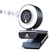 Streaming Webcam with Adjustable Ring Light,Vitade Full HD 1080P Webcam with Dual Microphones and...