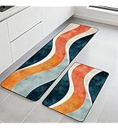 AOHMPT Kitchen Rugs Set of 2, Non-Slip Washable Floor Mats, Colorful Decorative Absorbent Runner ...