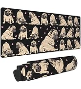 Pug Cute Black Cool FUUNY Dog Love Mouse Pad XL Extended Desk Mat, Non Slip Rubber Base Stitched ...