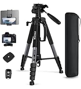 75" Camera Tripod, Heavy Duty Aluminum Camera Stand for ipad Phone, Travel Tripod with Remote/Car...