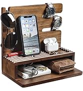 Homde Solid Wood Charging Station Storage/Nightstand Organizer for Multiple Devices Including Pho...