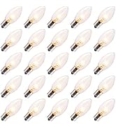 25 Pack 7W Clear Incandescent E17 Bulbs for Christmas String Lights - C9 Replacement Bulbs