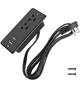 HHSOET 20W Recessed Power Strip Flat Plug, Desk Outlet with USB, Conference Recessed Power Outlet...