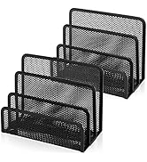 Anumit Desk Mail Organizer, File Holder Letter Sorter with 3 Vertical Upright Metal Mesh Compartm...