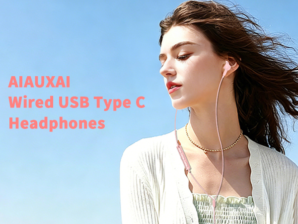 pink usb c earbuds wired