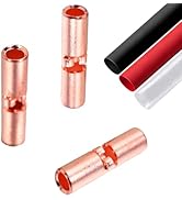 200 PCS 20-16 Gauge Non-Insulated Butt Connectors Kit 20-16 AWG Uninsulated Window Butt Splice Co...