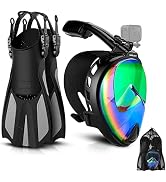 Odoland Snorkeling Packages, Snorkel Full Face Mask Set with Camera Mount, UV 400 Protection, Adj...